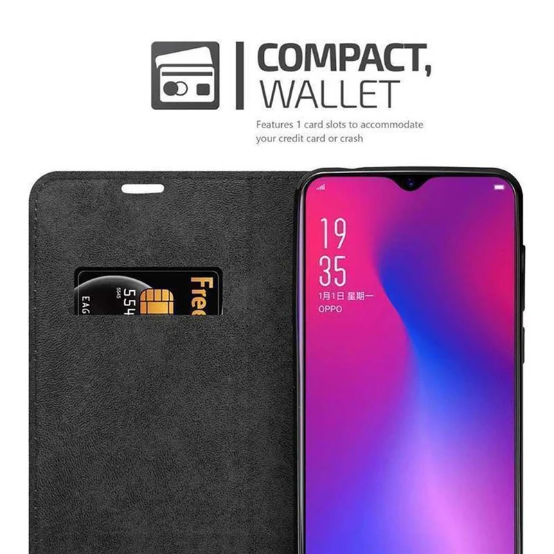 Cadorabo Hülle kompatibel mit Oppo R17 Schutzhülle mit Magnetverschluss, Standfunktion und Kartenfach