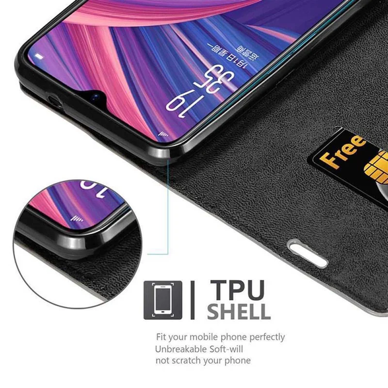 Cadorabo Hülle kompatibel mit Oppo R17 PRO Schutzhülle mit Magnetverschluss, Standfunktion und Kartenfach