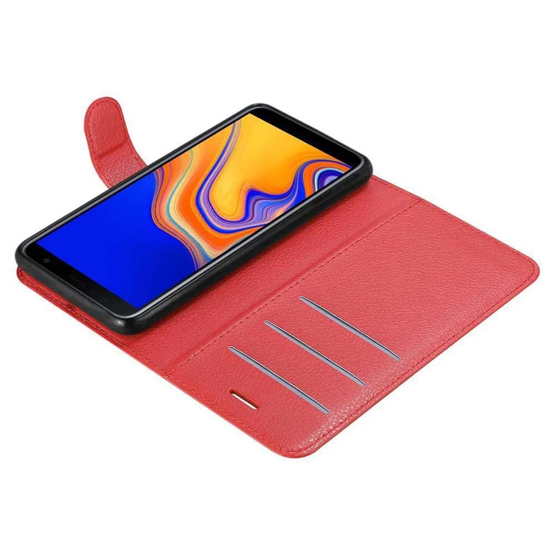 Cadorabo Hülle kompatibel mit Samsung Galaxy J6 PLUS Schutzhülle mit Magnetverschluss, Standfunktion und Kartenfach