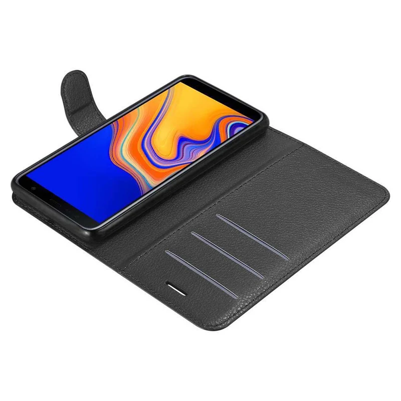 Cadorabo Hülle kompatibel mit Samsung Galaxy J6 PLUS Schutzhülle mit Magnetverschluss, Standfunktion und Kartenfach