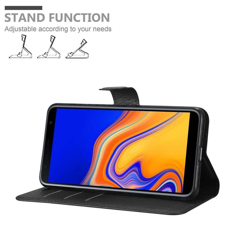 Cadorabo Hülle kompatibel mit Samsung Galaxy J6 PLUS Schutzhülle mit Magnetverschluss, Standfunktion und Kartenfach