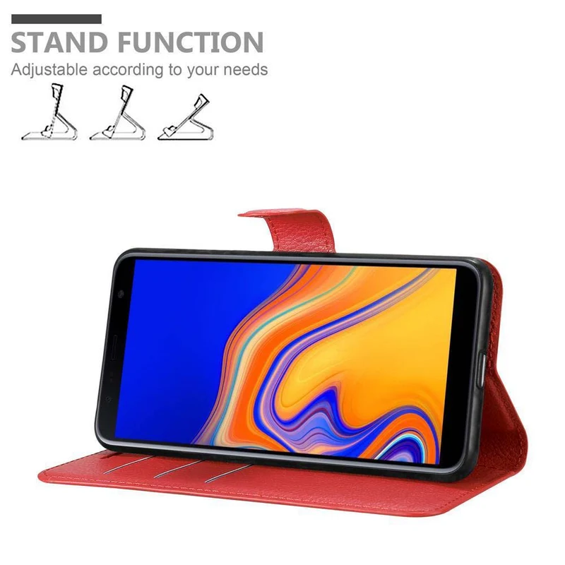 Cadorabo Hülle kompatibel mit Samsung Galaxy J4 PLUS / J4 PRIME / J4 CORE Schutzhülle mit Magnetverschluss, Standfunktion und Kartenfach