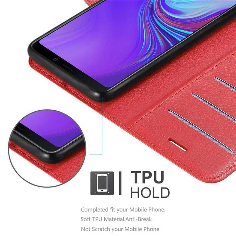 Cadorabo Hülle kompatibel mit Samsung Galaxy A9 2018 Schutzhülle mit Magnetverschluss, Standfunktion und Kartenfach