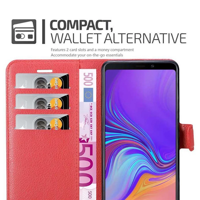Cadorabo Hülle kompatibel mit Samsung Galaxy A9 2018 Schutzhülle mit Magnetverschluss, Standfunktion und Kartenfach