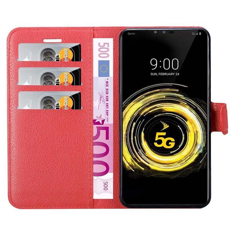 Cadorabo Hülle kompatibel mit LG V50 Schutzhülle mit Magnetverschluss, Standfunktion und Kartenfach