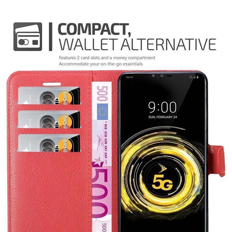 Cadorabo Hülle kompatibel mit LG V50 Schutzhülle mit Magnetverschluss, Standfunktion und Kartenfach
