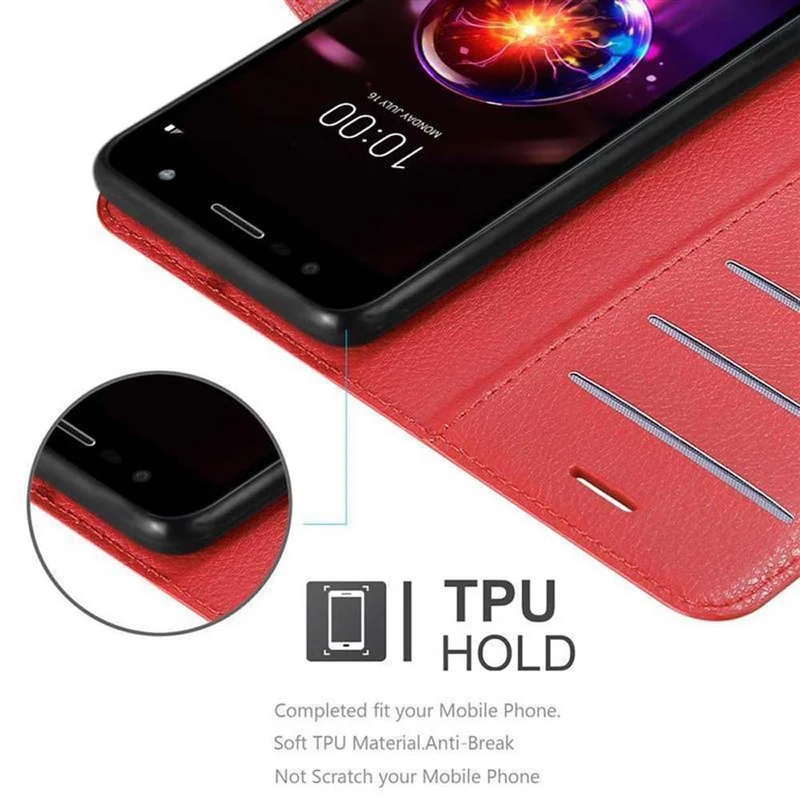 Cadorabo Hülle kompatibel mit LG X POWER 3 Schutzhülle mit Magnetverschluss, Standfunktion und Kartenfach
