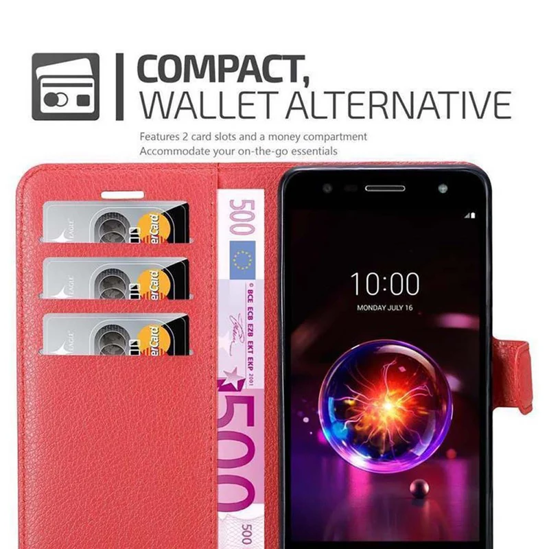 Cadorabo Hülle kompatibel mit LG X POWER 3 Schutzhülle mit Magnetverschluss, Standfunktion und Kartenfach