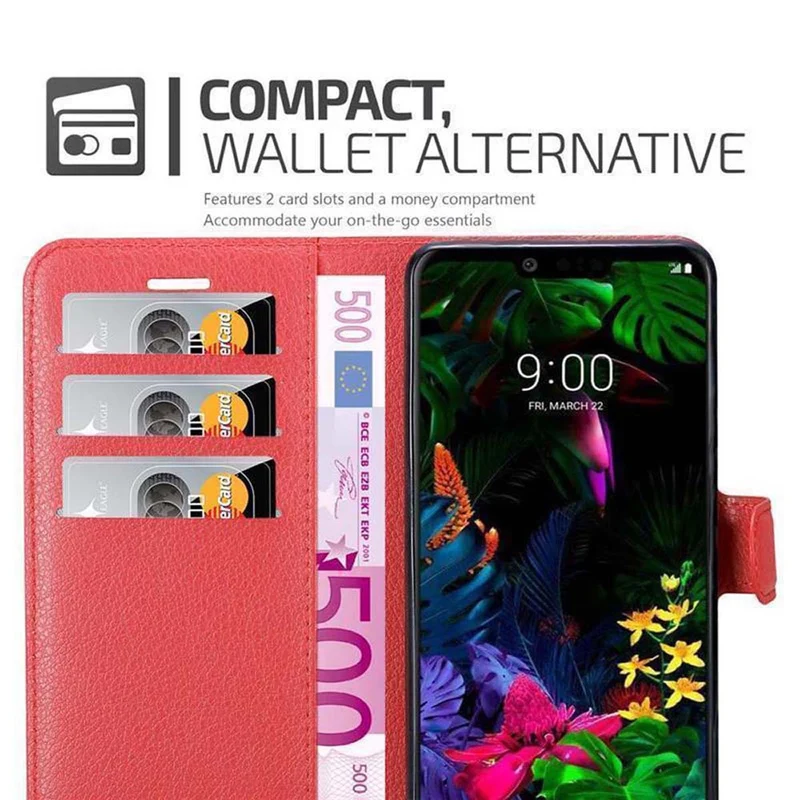 Cadorabo Hülle kompatibel mit LG G8 ThinQ Schutzhülle mit Magnetverschluss, Standfunktion und Kartenfach
