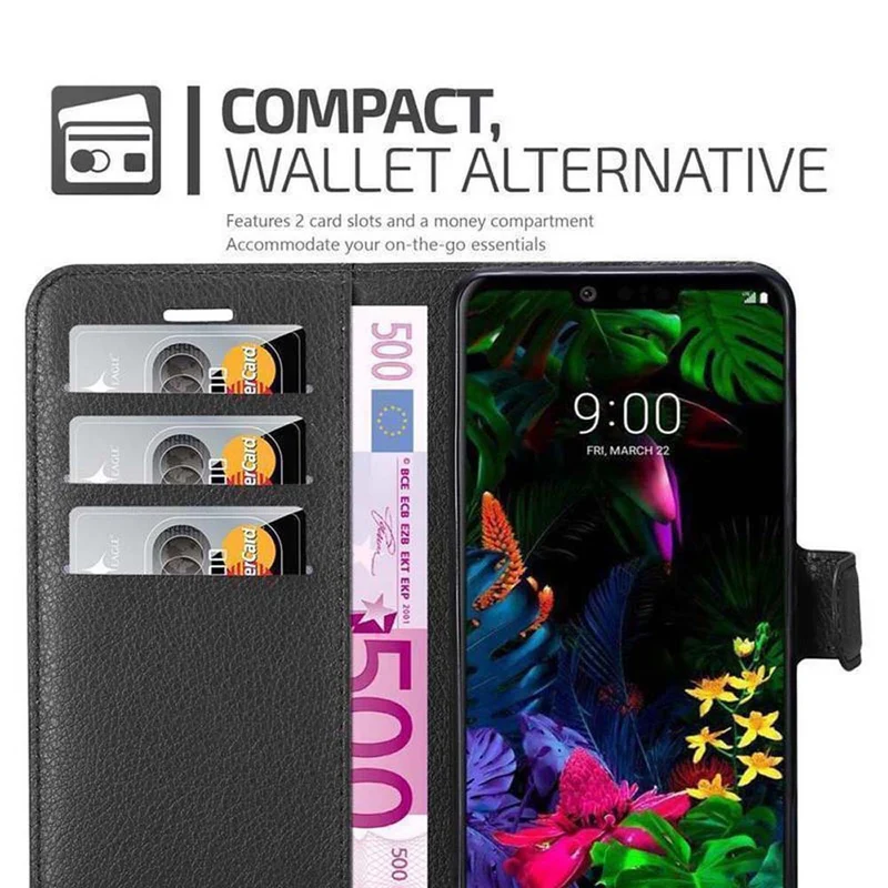 Cadorabo Hülle kompatibel mit LG G8 ThinQ Schutzhülle mit Magnetverschluss, Standfunktion und Kartenfach