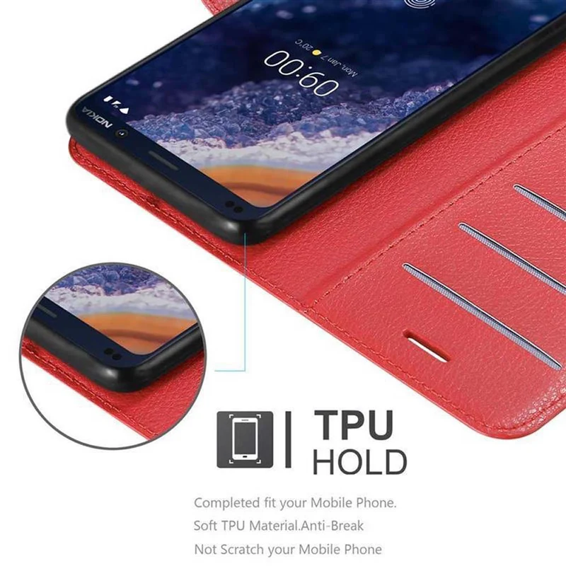 Cadorabo Hülle kompatibel mit Nokia 9 PureView Schutzhülle mit Magnetverschluss, Standfunktion und Kartenfach