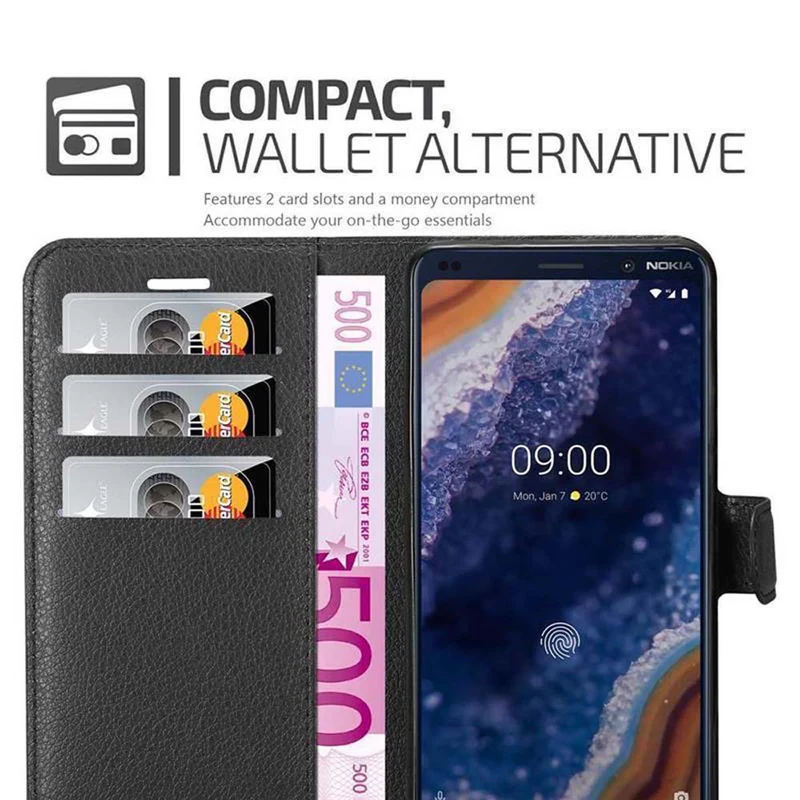 Cadorabo Hülle kompatibel mit Nokia 9 PureView Schutzhülle mit Magnetverschluss, Standfunktion und Kartenfach