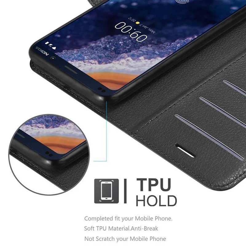 Cadorabo Hülle kompatibel mit Nokia 9 PureView Schutzhülle mit Magnetverschluss, Standfunktion und Kartenfach