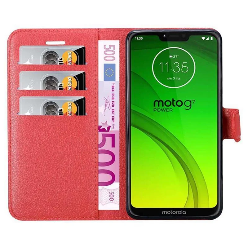 Cadorabo Hülle kompatibel mit Motorola MOTO G7 POWER Schutzhülle mit Magnetverschluss, Standfunktion und Kartenfach