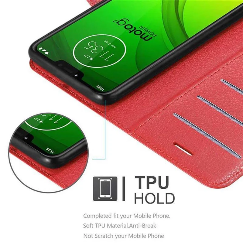 Cadorabo Hülle kompatibel mit Motorola MOTO G7 POWER Schutzhülle mit Magnetverschluss, Standfunktion und Kartenfach