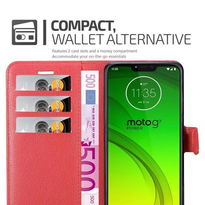 Cadorabo Hülle kompatibel mit Motorola MOTO G7 POWER Schutzhülle mit Magnetverschluss, Standfunktion und Kartenfach