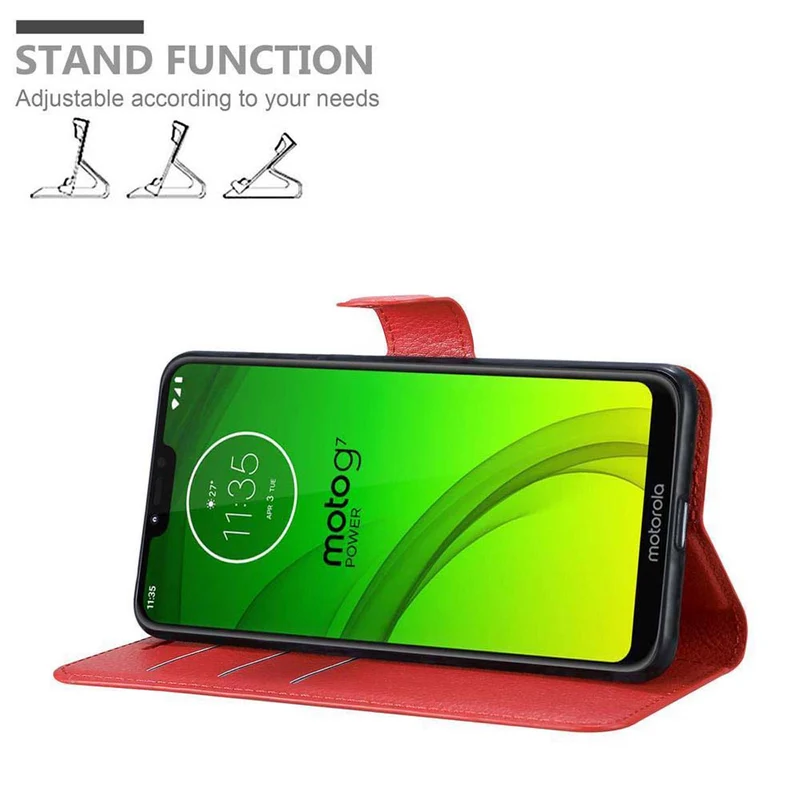 Cadorabo Hülle kompatibel mit Motorola MOTO G7 POWER Schutzhülle mit Magnetverschluss, Standfunktion und Kartenfach