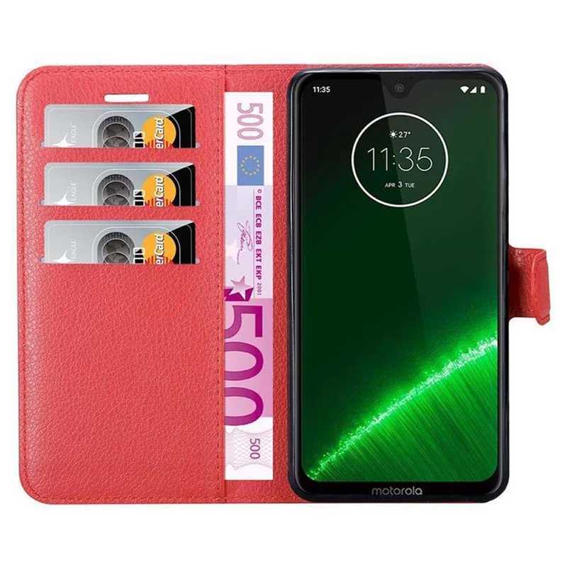 Cadorabo Hülle kompatibel mit Motorola MOTO G7 / G7 PLUS Schutzhülle mit Magnetverschluss, Standfunktion und Kartenfach
