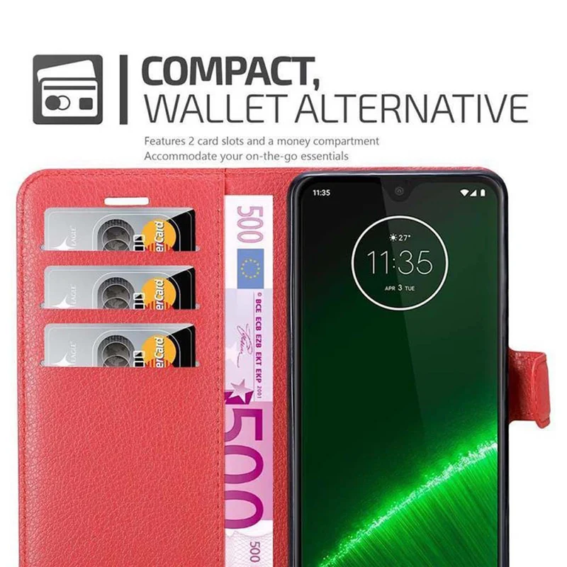 Cadorabo Hülle kompatibel mit Motorola MOTO G7 / G7 PLUS Schutzhülle mit Magnetverschluss, Standfunktion und Kartenfach