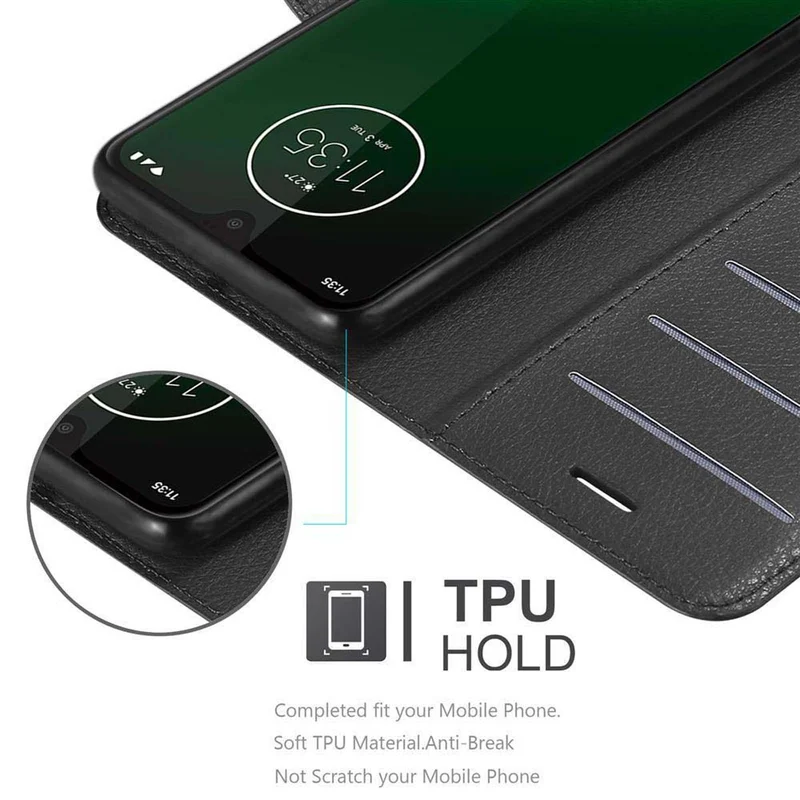 Cadorabo Hülle kompatibel mit Motorola MOTO G7 / G7 PLUS Schutzhülle mit Magnetverschluss, Standfunktion und Kartenfach