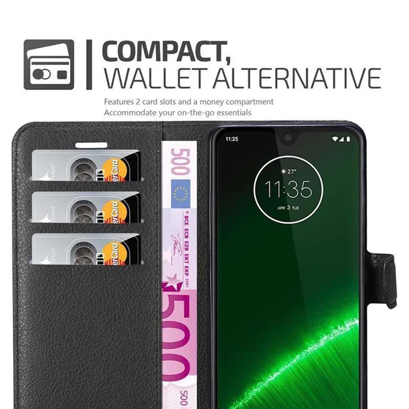 Cadorabo Hülle kompatibel mit Motorola MOTO G7 / G7 PLUS Schutzhülle mit Magnetverschluss, Standfunktion und Kartenfach