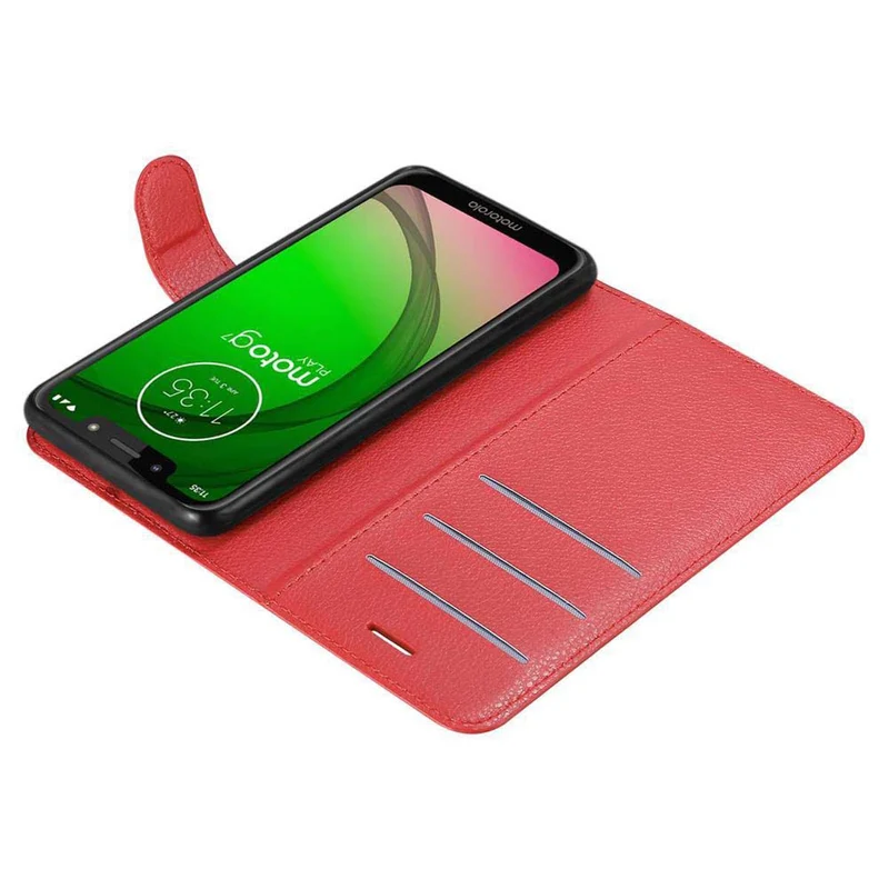 Cadorabo Hülle kompatibel mit Motorola MOTO G7 PLAY Schutzhülle mit Magnetverschluss, Standfunktion und Kartenfach