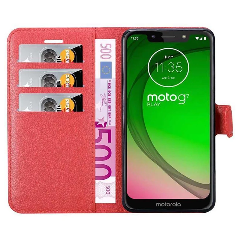 Cadorabo Hülle kompatibel mit Motorola MOTO G7 PLAY Schutzhülle mit Magnetverschluss, Standfunktion und Kartenfach