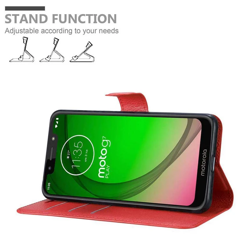 Cadorabo Hülle kompatibel mit Motorola MOTO G7 PLAY Schutzhülle mit Magnetverschluss, Standfunktion und Kartenfach