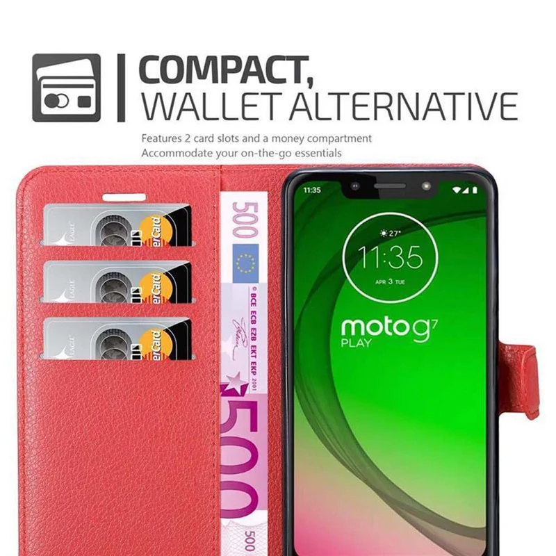 Cadorabo Hülle kompatibel mit Motorola MOTO G7 PLAY Schutzhülle mit Magnetverschluss, Standfunktion und Kartenfach