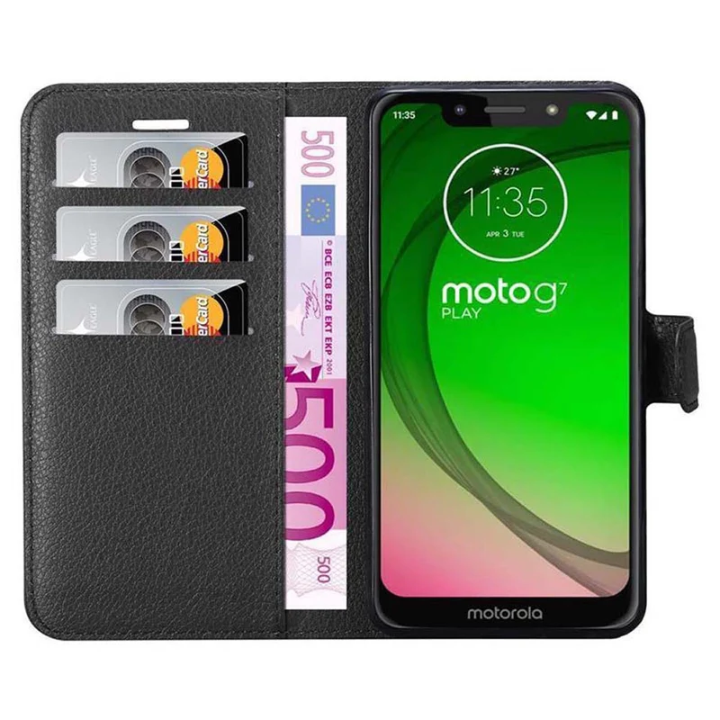 Cadorabo Hülle kompatibel mit Motorola MOTO G7 PLAY Schutzhülle mit Magnetverschluss, Standfunktion und Kartenfach