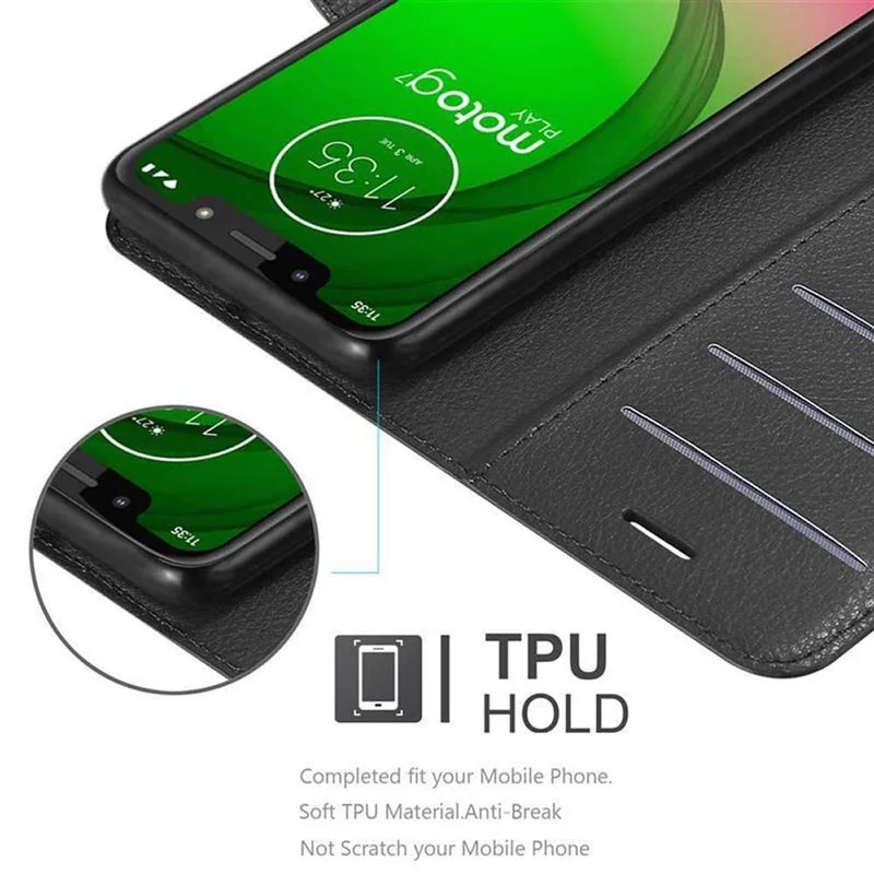 Cadorabo Hülle kompatibel mit Motorola MOTO G7 PLAY Schutzhülle mit Magnetverschluss, Standfunktion und Kartenfach