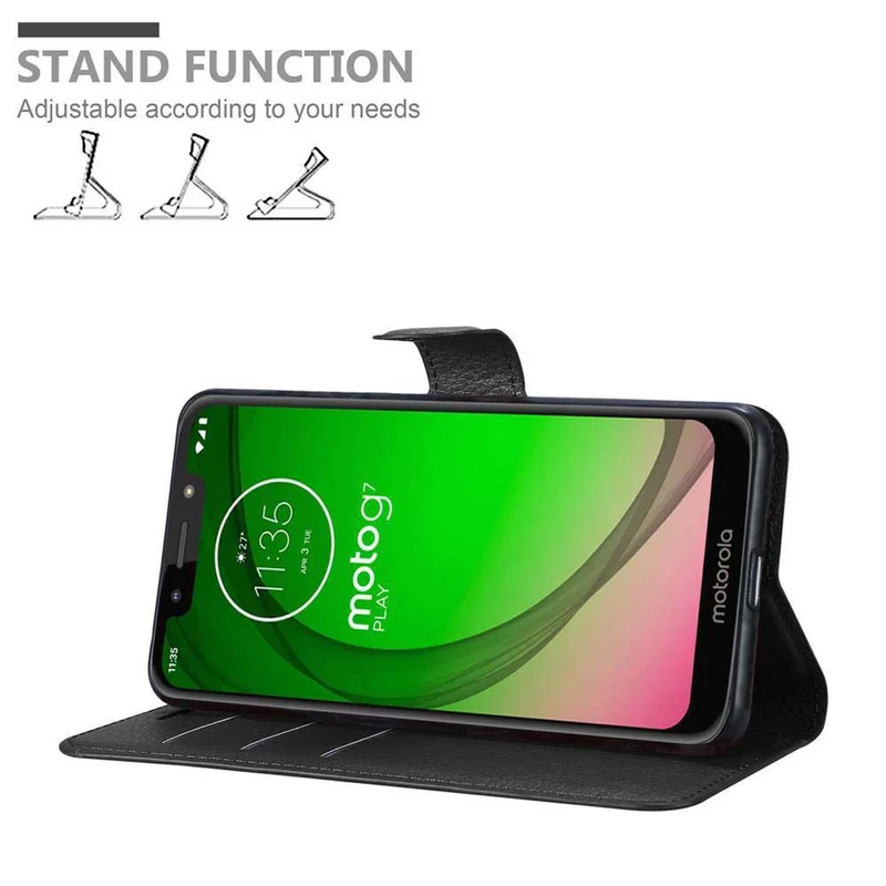 Cadorabo Hülle kompatibel mit Motorola MOTO G7 PLAY Schutzhülle mit Magnetverschluss, Standfunktion und Kartenfach