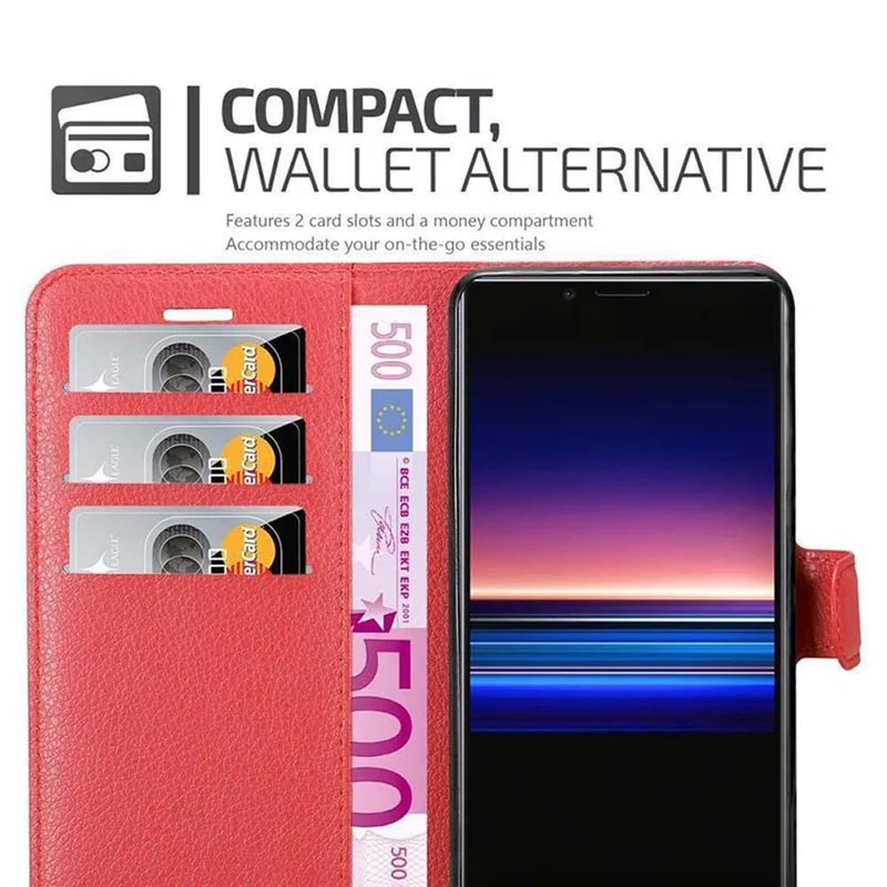 Cadorabo Hülle kompatibel mit Sony Xperia 1 / Xperia XZ4 Schutzhülle mit Magnetverschluss, Standfunktion und Kartenfach