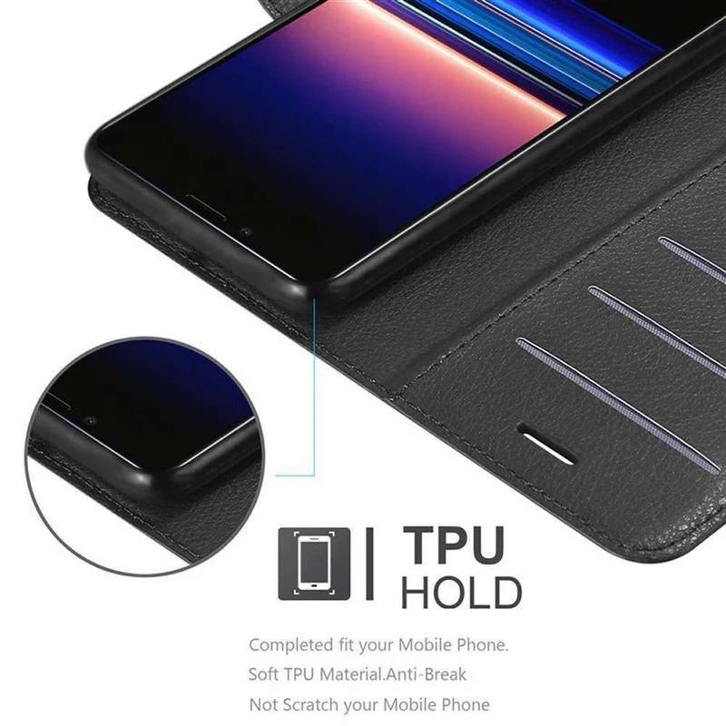 Cadorabo Hülle kompatibel mit Sony Xperia 1 / Xperia XZ4 Schutzhülle mit Magnetverschluss, Standfunktion und Kartenfach