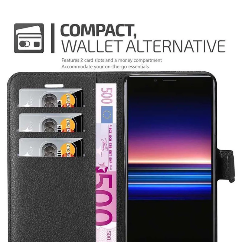 Cadorabo Hülle kompatibel mit Sony Xperia 1 / Xperia XZ4 Schutzhülle mit Magnetverschluss, Standfunktion und Kartenfach