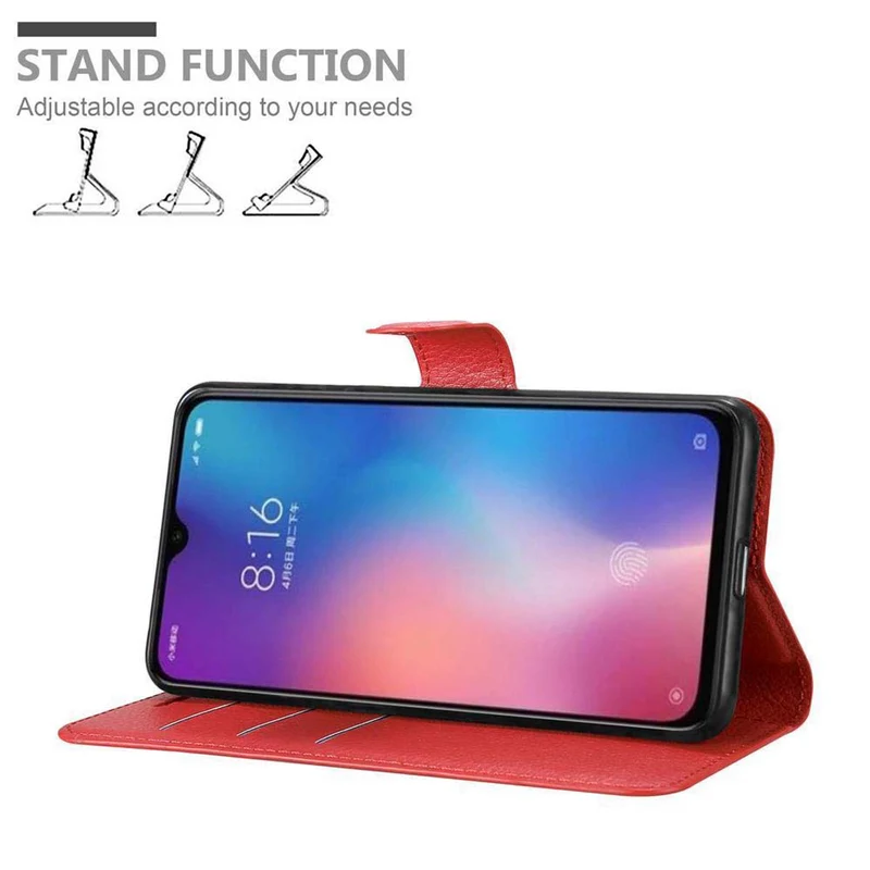 Cadorabo Hülle kompatibel mit Xiaomi Mi 9 Schutzhülle mit Magnetverschluss, Standfunktion und Kartenfach
