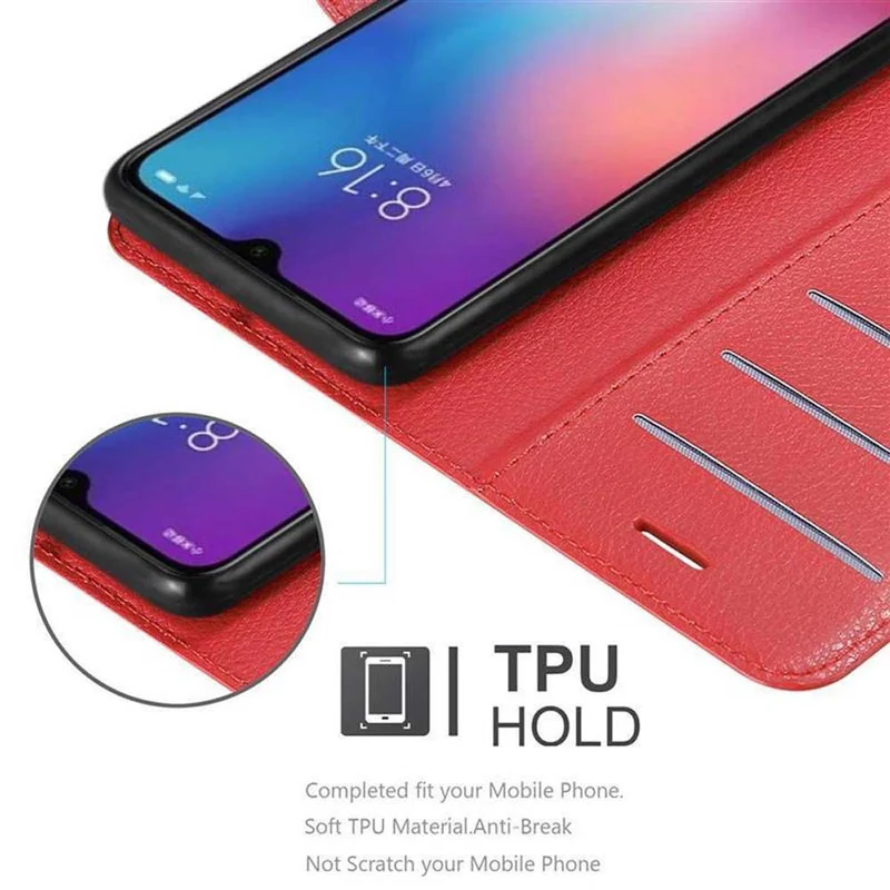 Cadorabo Hülle kompatibel mit Xiaomi Mi 9 Schutzhülle mit Magnetverschluss, Standfunktion und Kartenfach