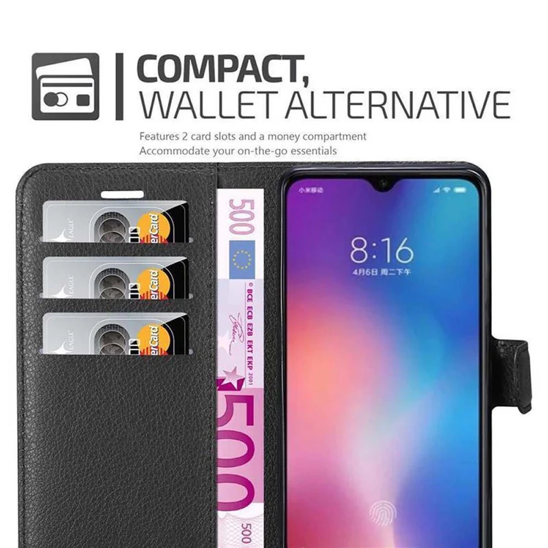 Cadorabo Hülle kompatibel mit Xiaomi Mi 9 Schutzhülle mit Magnetverschluss, Standfunktion und Kartenfach