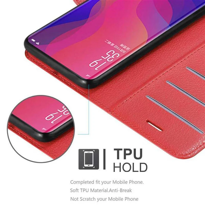 Cadorabo Hülle kompatibel mit Oppo FIND X Schutzhülle mit Magnetverschluss, Standfunktion und Kartenfach
