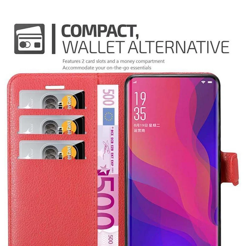 Cadorabo Hülle kompatibel mit Oppo FIND X Schutzhülle mit Magnetverschluss, Standfunktion und Kartenfach