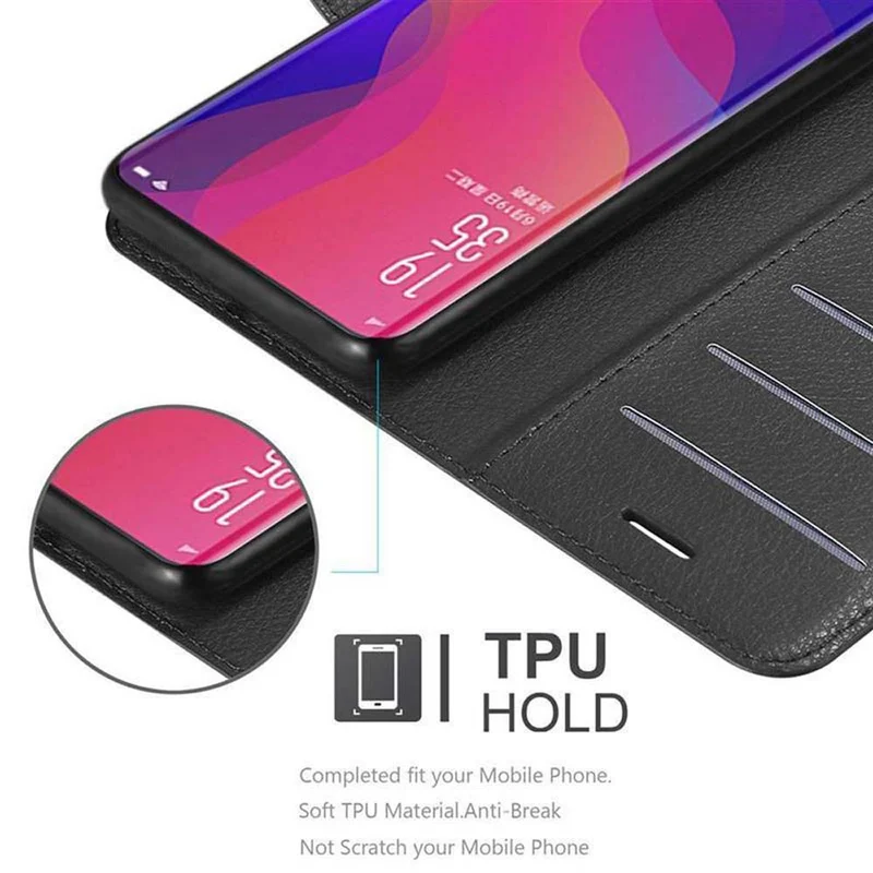 Cadorabo Hülle kompatibel mit Oppo FIND X Schutzhülle mit Magnetverschluss, Standfunktion und Kartenfach