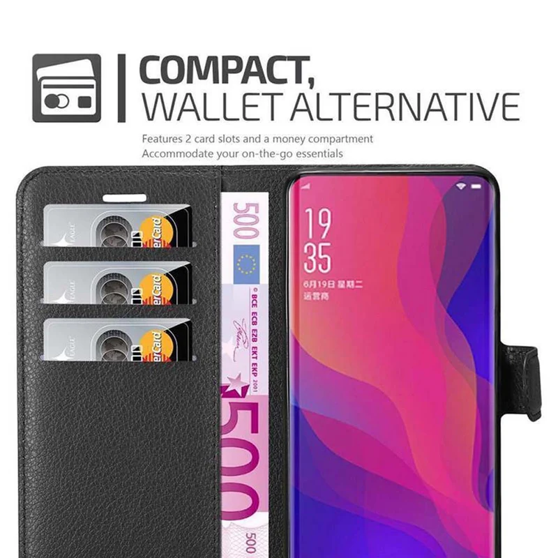 Cadorabo Hülle kompatibel mit Oppo FIND X Schutzhülle mit Magnetverschluss, Standfunktion und Kartenfach