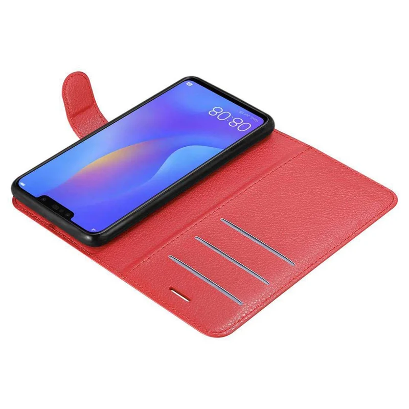 Cadorabo Hülle kompatibel mit Huawei P SMART PLUS 2019 Schutzhülle mit Magnetverschluss, Standfunktion und Kartenfach