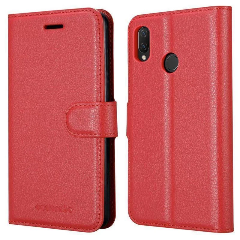 Cadorabo Hülle kompatibel mit Huawei P SMART PLUS 2019 Schutzhülle mit Magnetverschluss, Standfunktion und Kartenfach