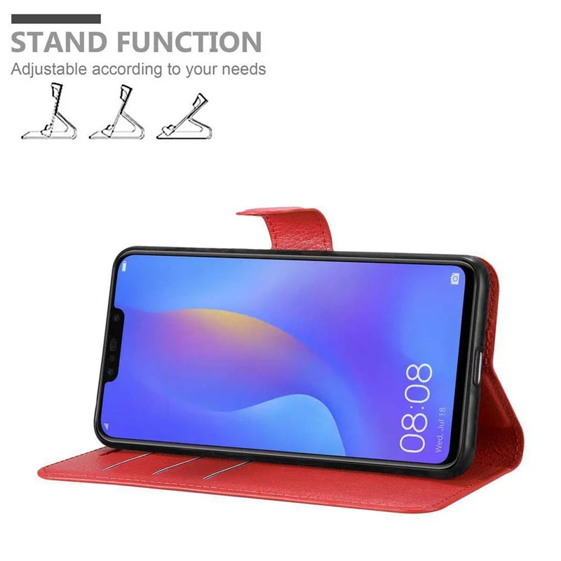 Cadorabo Hülle kompatibel mit Huawei P SMART PLUS 2019 Schutzhülle mit Magnetverschluss, Standfunktion und Kartenfach