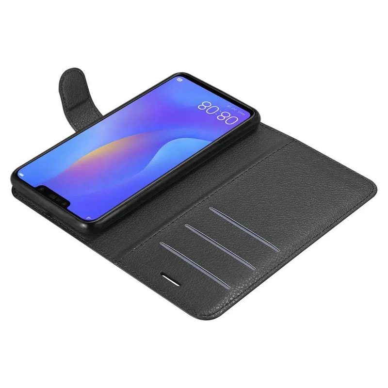 Cadorabo Hülle kompatibel mit Huawei P SMART PLUS 2019 Schutzhülle mit Magnetverschluss, Standfunktion und Kartenfach