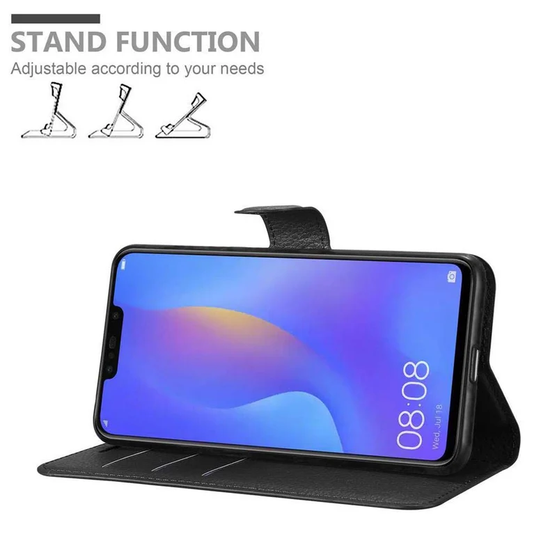 Cadorabo Hülle kompatibel mit Huawei P SMART PLUS 2019 Schutzhülle mit Magnetverschluss, Standfunktion und Kartenfach