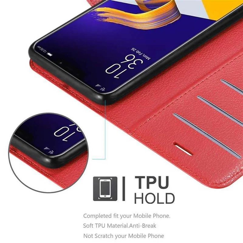 Cadorabo Hülle kompatibel mit Asus ZenFone 5Z Schutzhülle mit Magnetverschluss, Standfunktion und Kartenfach