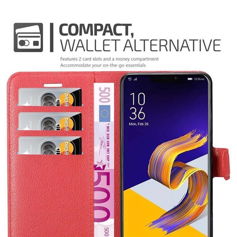 Cadorabo Hülle kompatibel mit Asus ZenFone 5Z Schutzhülle mit Magnetverschluss, Standfunktion und Kartenfach