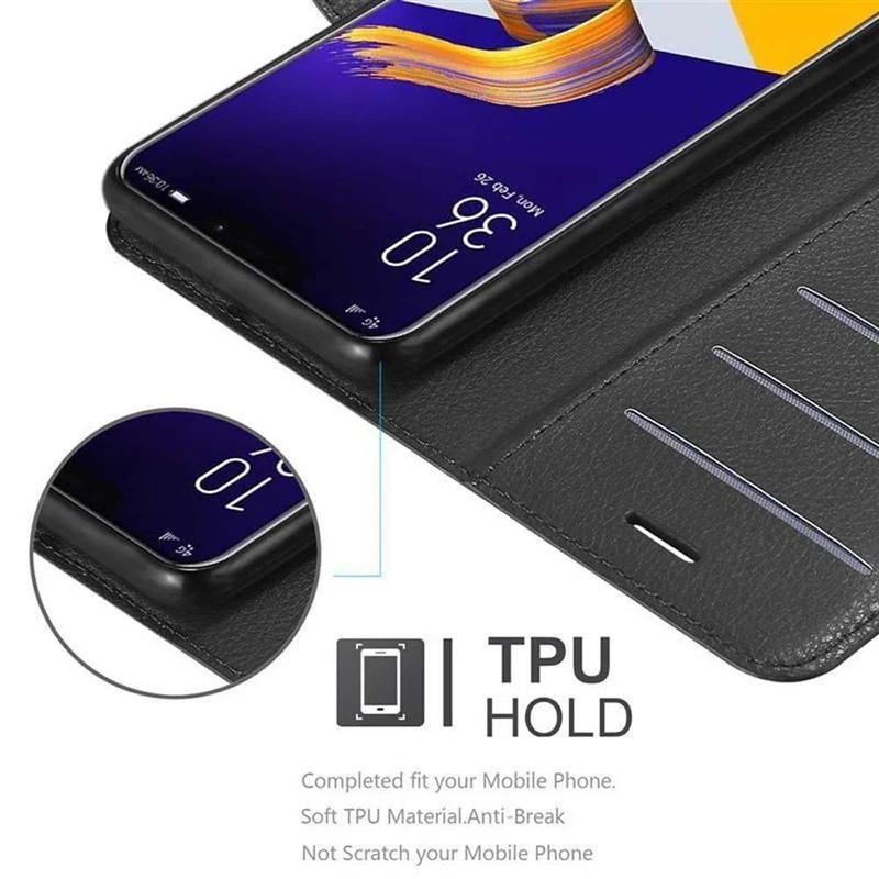 Cadorabo Hülle kompatibel mit Asus ZenFone 5Z Schutzhülle mit Magnetverschluss, Standfunktion und Kartenfach
